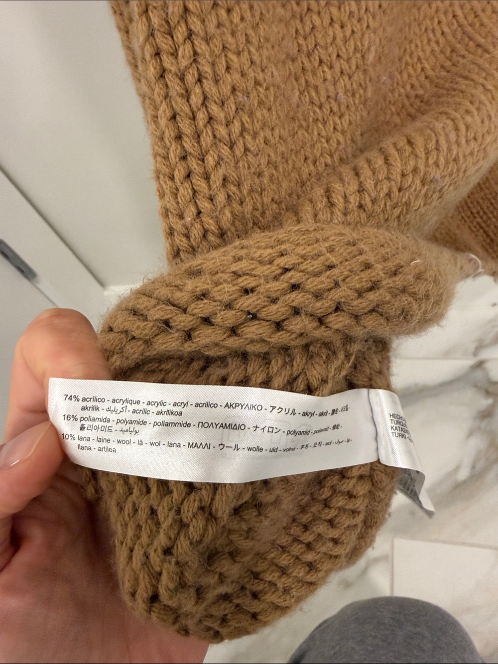 Zara Chunky Crewneck Sweater in Camel Brown - Picture 7 of 8